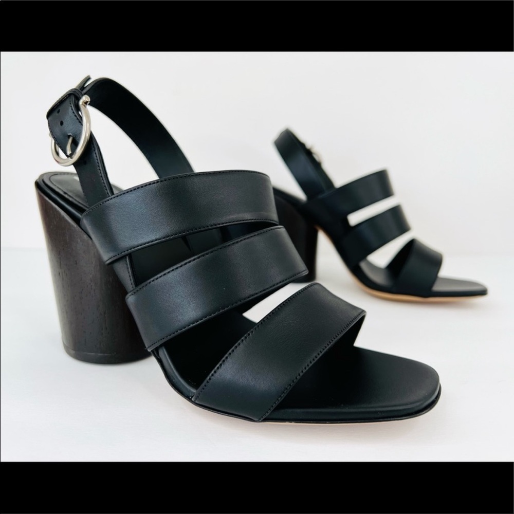Salvatore Ferragamo Trezze 85mm Block Heel Slingback Leather Sandals Size 7.5